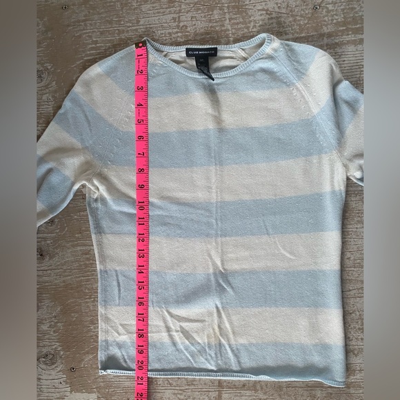 Club Monaco silk knit baby blue stripe sweater - Picture 13 of 15